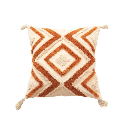 DecorBites™ Boho Chenille Tufted Pillow Case with Tassels for Home Fall Decor
