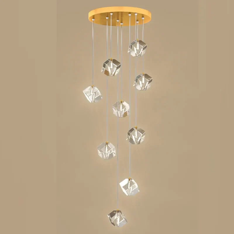 DecorBites™ Crystal LED Chandelier for Staircase: Luxury Indoor Stair Lighting Fixture