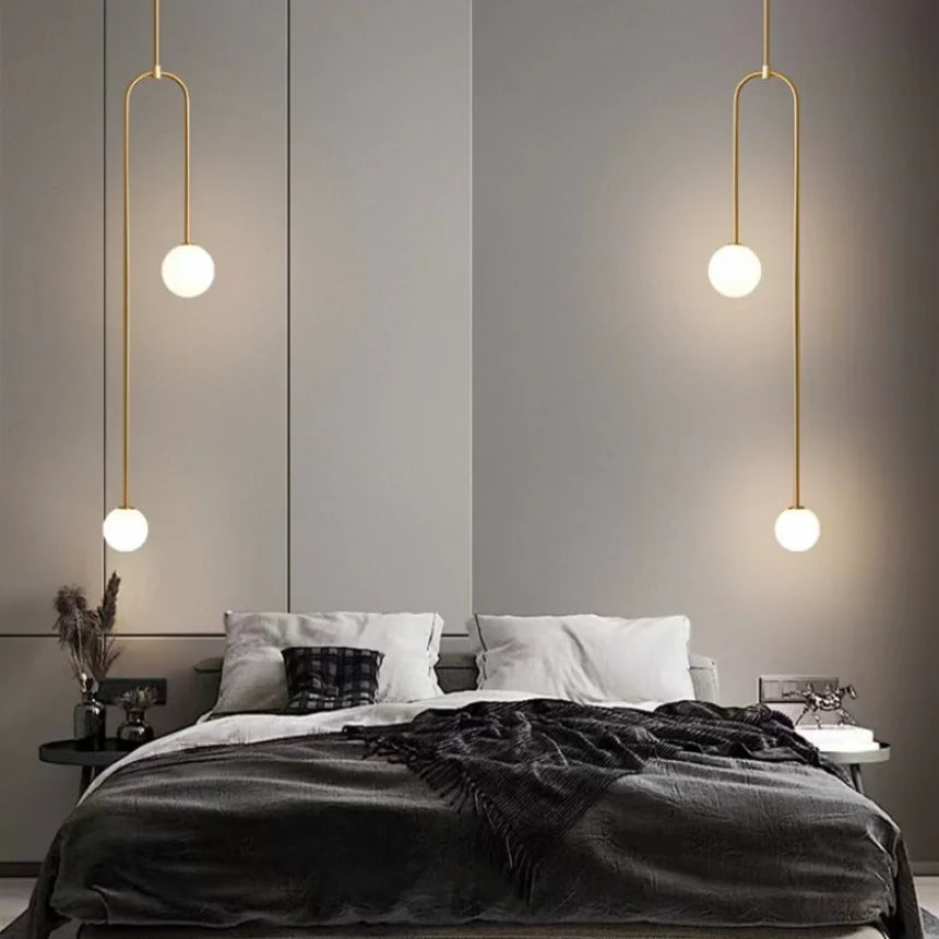 DecorBites™ Double Head Glass Ball Pendant Light for Hotel Bedroom & Bathroom