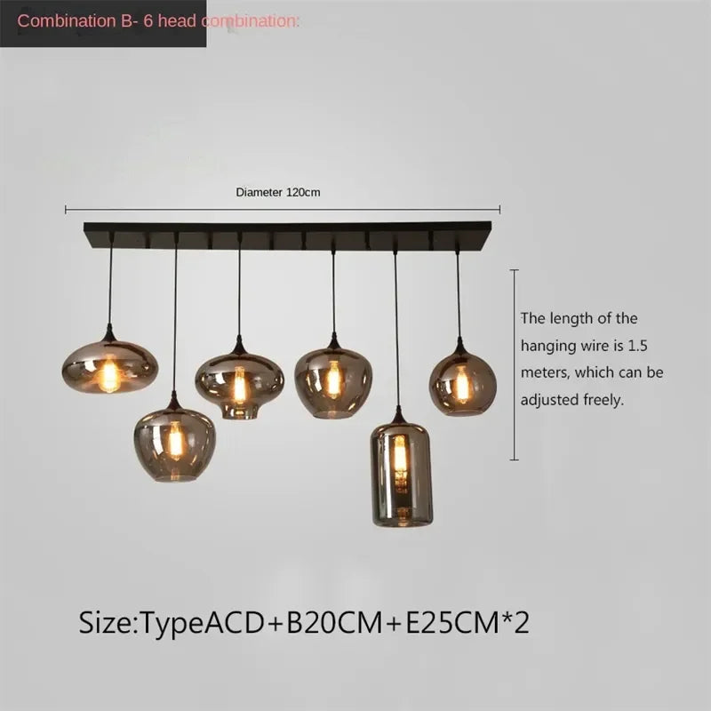 DecorBites™ LED Glass Pendant Chandelier for Kitchen Dining Bar Décor