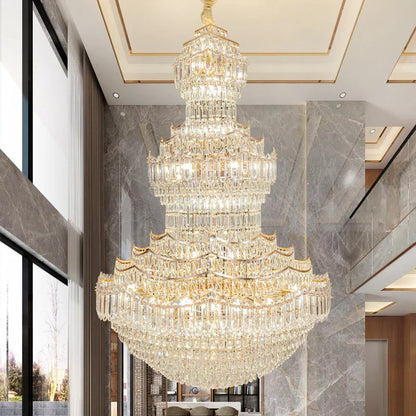 DecorBites™ Crystal Chandelier: European Villa Lobby Staircase Long Chandelier