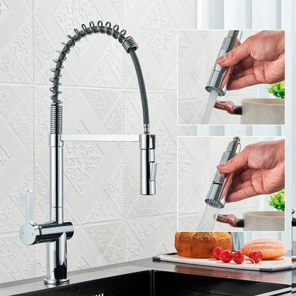 DecorBites™ Black Kitchen Faucet with Dual Mode Sprayer, 360 Rotation, Hot & Cold Mixer