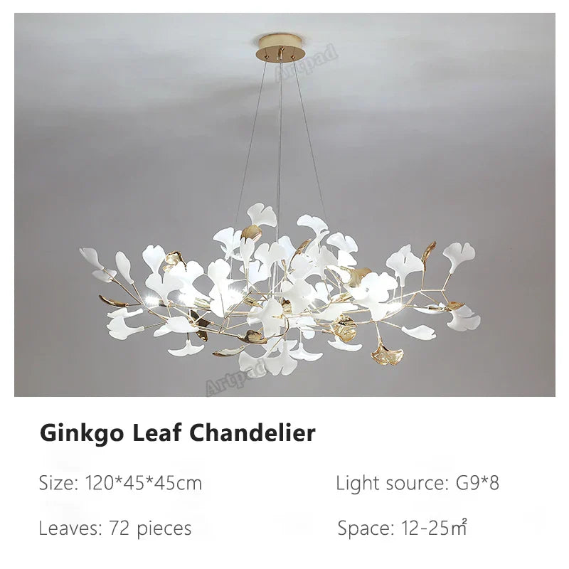 ثريا أوراق الجنكة من ديكوربايتس™: مصباح معلق فاخر على الطراز الاسكندنافي للفنادق والسلالم وغرف المعيشة