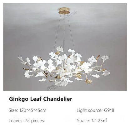 ثريا أوراق الجنكة من ديكوربايتس™: مصباح معلق فاخر على الطراز الاسكندنافي للفنادق والسلالم وغرف المعيشة
