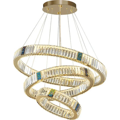 DecorBites™ Crystal Round Ceiling Chandelier LED Lighting Fixtures for Kitchen Dining Room & Villa