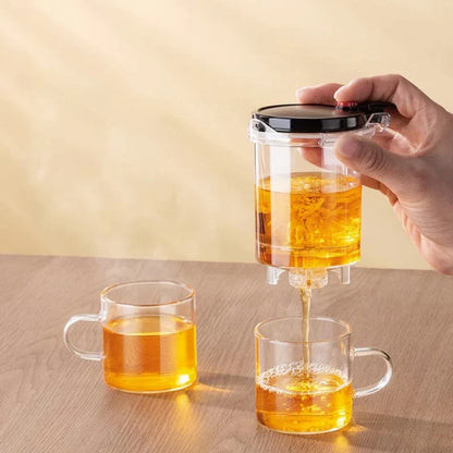 DecorBites™ Glass Teapot with One-button Filtration for High-temperature Tea Brewing