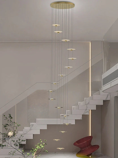 DecorBites™ LED Chandelier for Revolving Staircase | Loft Villa Ceiling Hanging Lamp