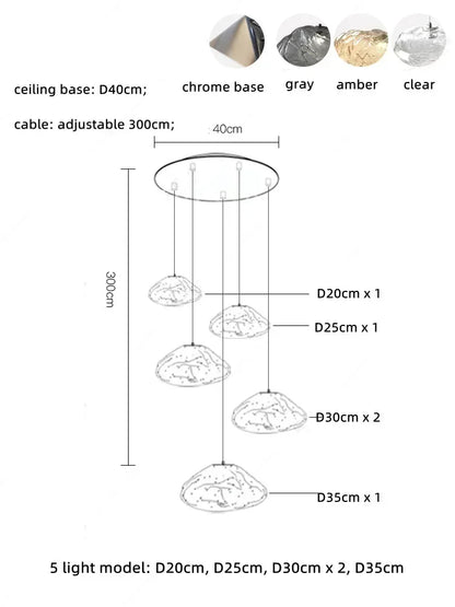 DecorBites™ Glass LED Chandelier Lighting for Modern Stairs, Dining Room, and Home Bar