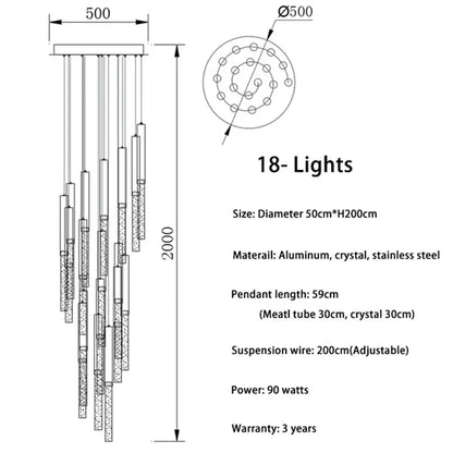 DecorBites™ Crystal LED Chandelier for Staircase & Living Room