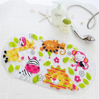 Decobites Kids PVC Bathroom Mat with Suction Cups and Drainage in 12 Colors