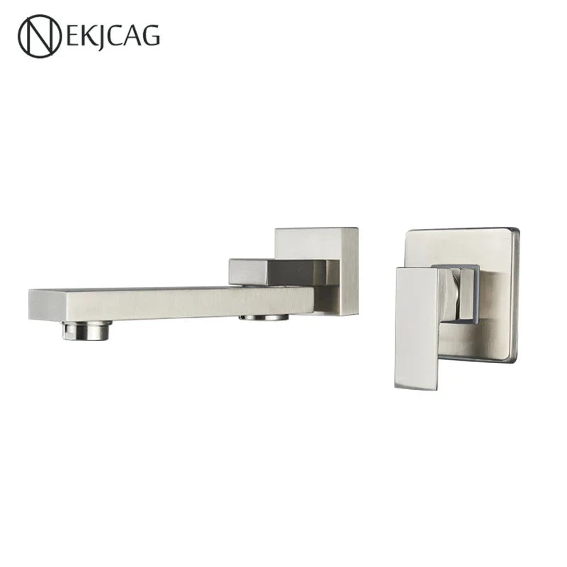 DecorBites™ Brushed Gold Wall Mounted Basin Faucet with Rotating Mixer