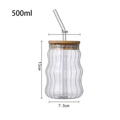 DecorBites™ Glass Cup with Lip Straw for Coffee, Wine, Beer, Juice, and More