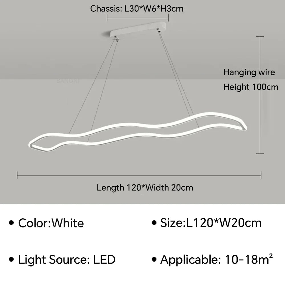 DecorBites™ LED Pendant Light: Modern Aluminum Line Shapes Chandelier