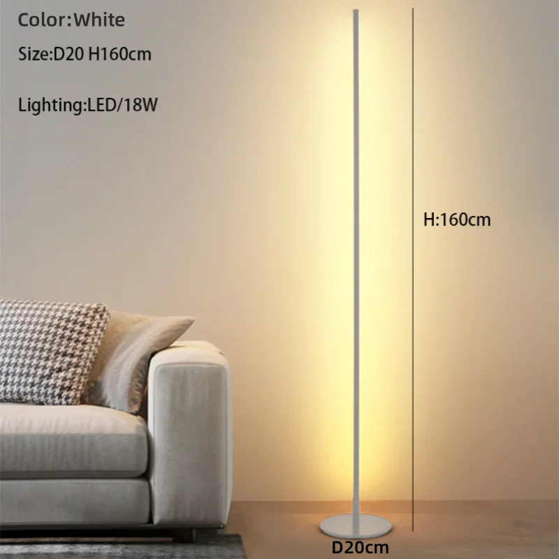 Black LED Floor Lamp D20cm 160cm Aluminum