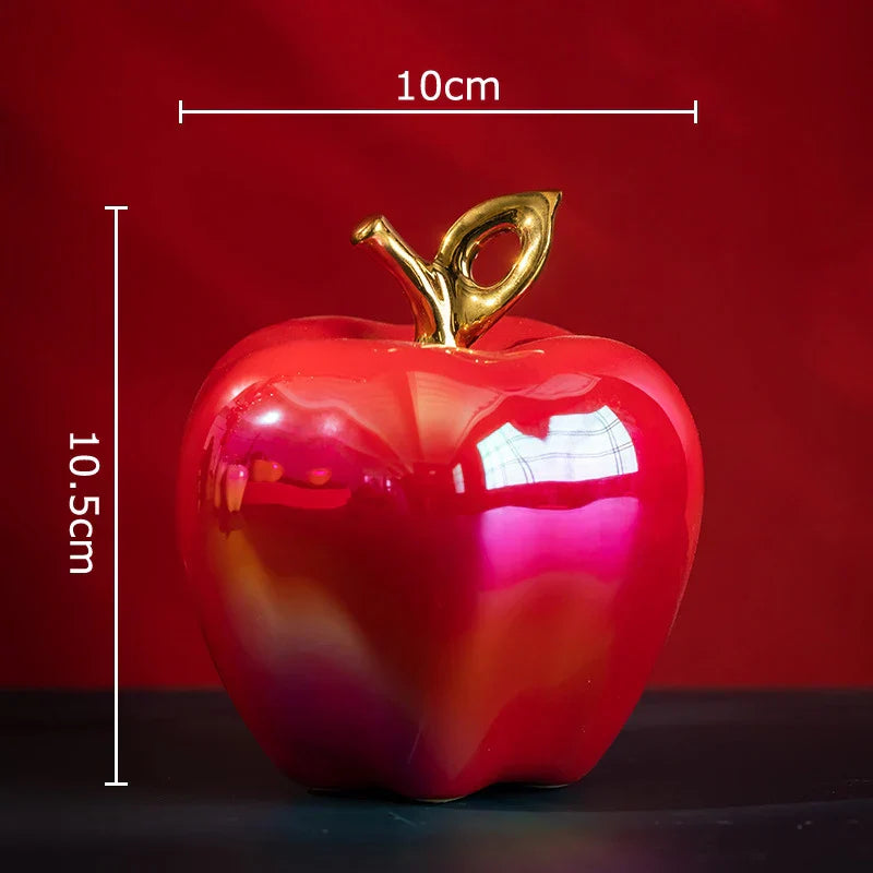 DecorBites™ Golden Ceramic Apple Sculpture Desk Decoration Ornaments Crafts Room Decor