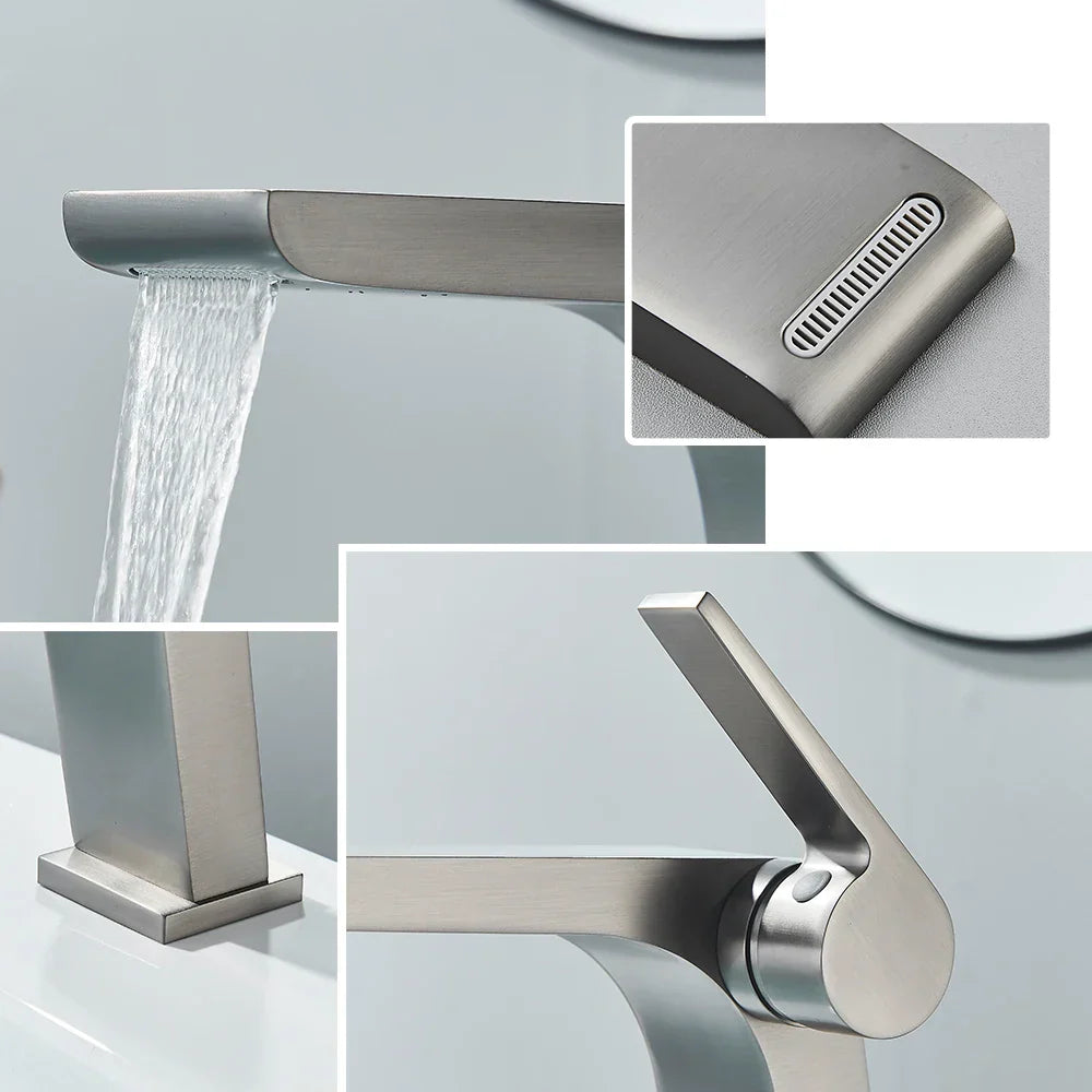DecorBites™ Gun Grey Basin Faucet: Modern Deck Mounted Sink Mixer Tap for Luxury Bathrooms