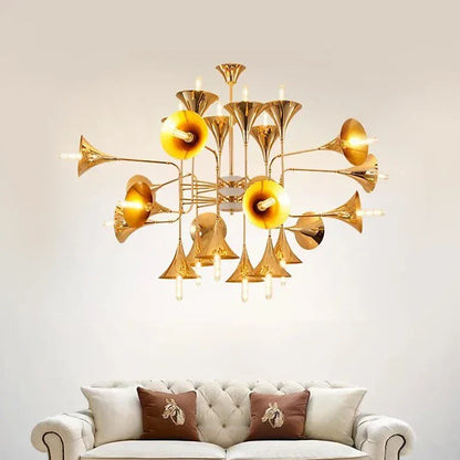 DecorBites™ Gold Flared Trumpet Chandelier for Kitchen, Hall, Study, Drawing Room