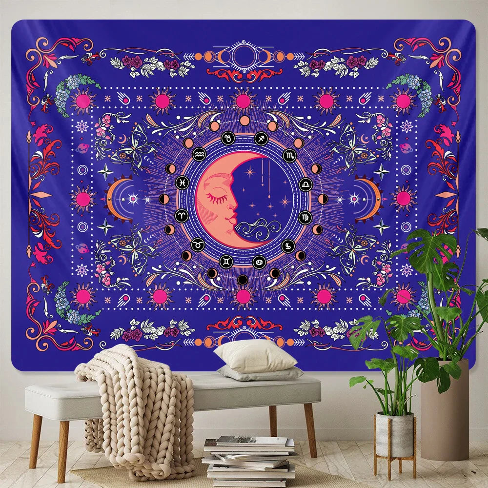 Decobites Psychedelic Butterfly Sun Moon Tapestry for Bohemian Bedroom Wall Decor