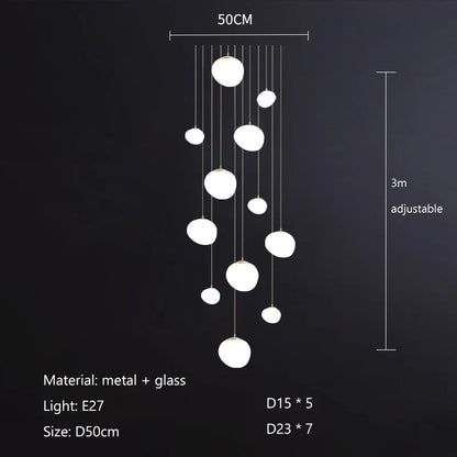 DecorBites™ Gregg Pendant Lamp: White Bubble Glass Italian Design for Home, Kitchen, Restaurant