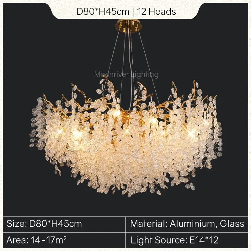 Lámpara de araña DecorBites™ con forma de rama de árbol dorada: Elegante lámpara colgante de estilo europeo para la decoración del hogar.