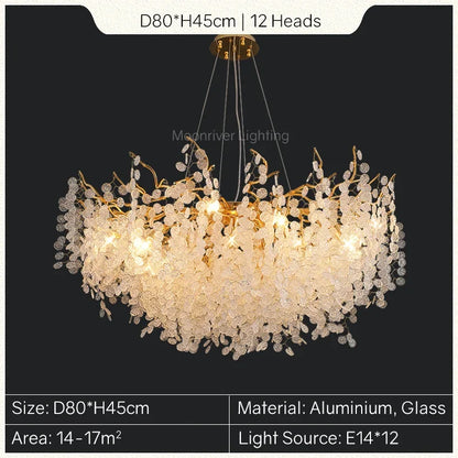 Lámpara de araña DecorBites™ con forma de rama de árbol dorada: Elegante lámpara colgante de estilo europeo para la decoración del hogar.