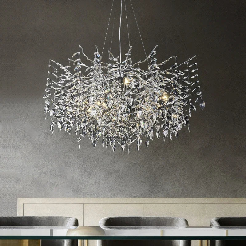 DecorBites™ Crystal Pendant Chandelier Luxury LED Lighting Branch Design for Living and Dining Rooms