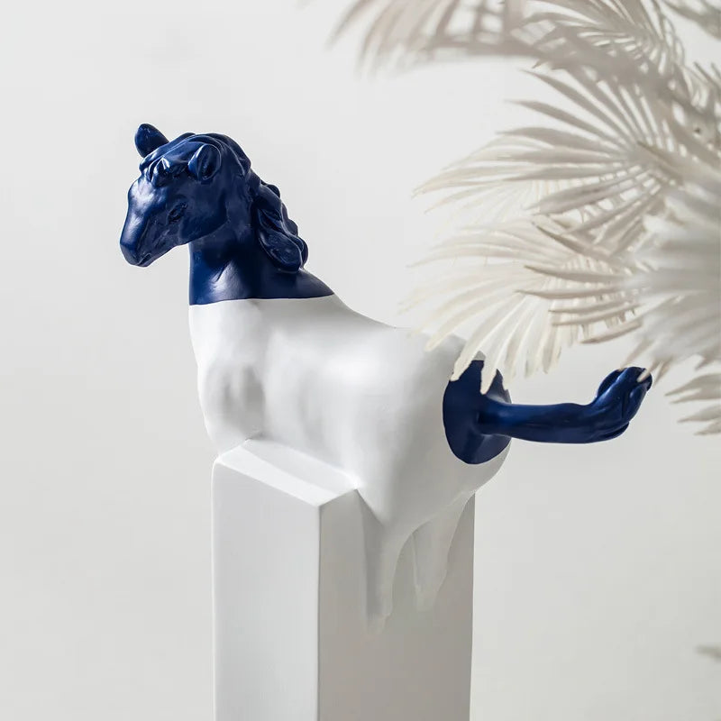 DecorBites™ Horse Statue Resin Abstract Ornament Half-length Animal Sculpture Home Decor Figurine