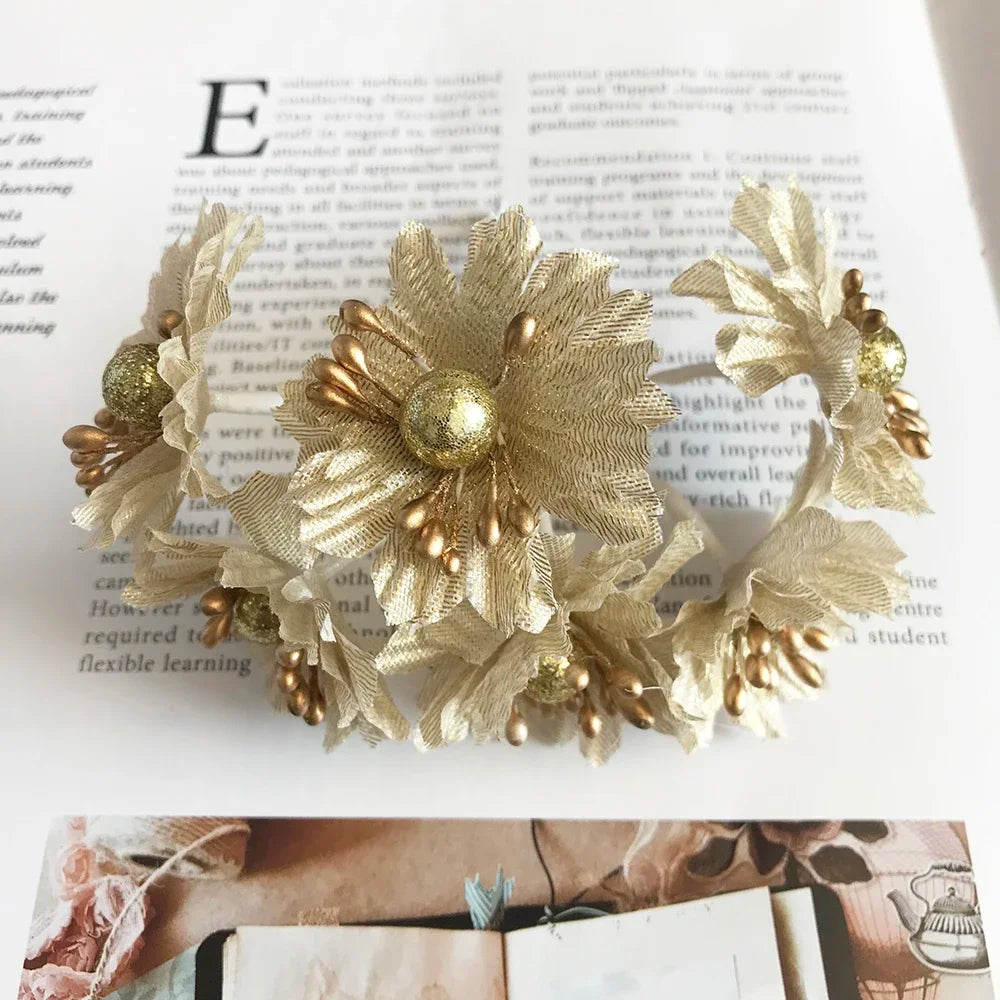 DecorBites™ Gold Hybrid Flower Cherry Stamen Berries Bundle for DIY Decor