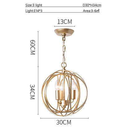 DecorBites™ Gold Crystal Chandelier Ring Ball Ceiling Light