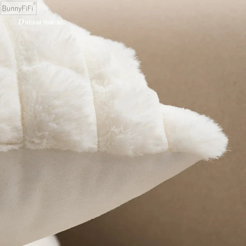 DecorBites™ Fluffy Faux Fur Cushion Cover 45x45cm Cream Coffee Brown Home Decor Sofa