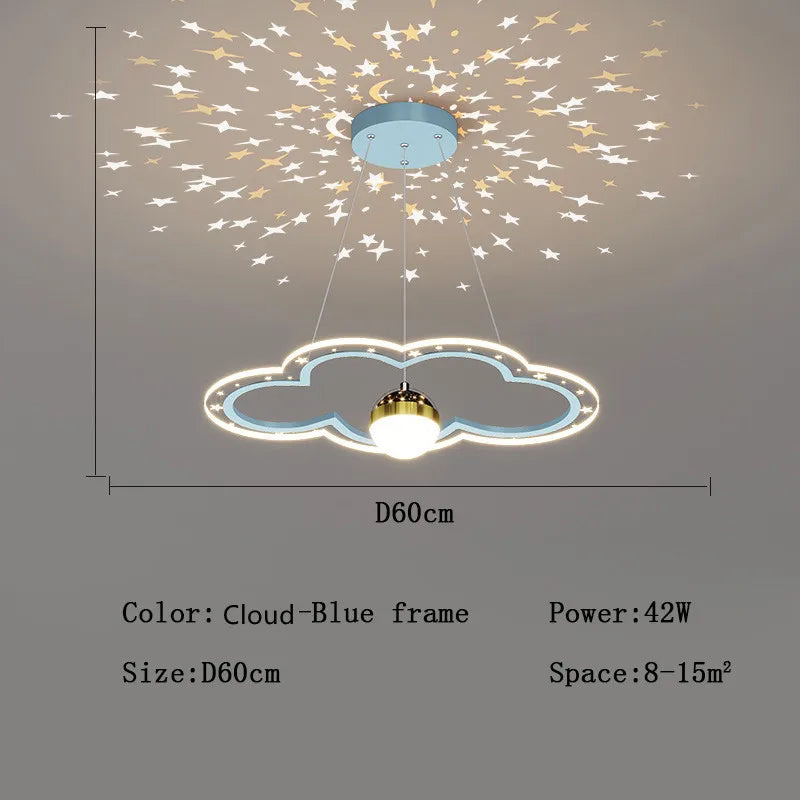 DecorBites™ Cloud Flower LED Chandelier: Modern Starry Sky Decor for Kid's Bedroom and Study Hall