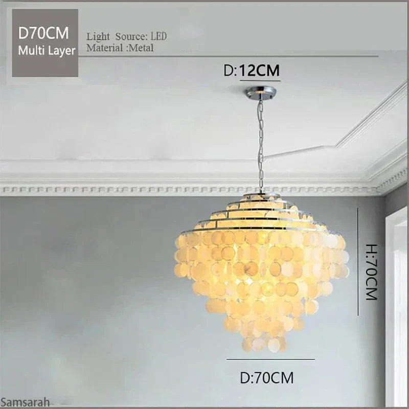 DecorBites™ Gold Chrome Metal Shell Chandelier for Restaurant Living Room Hotel Hall
