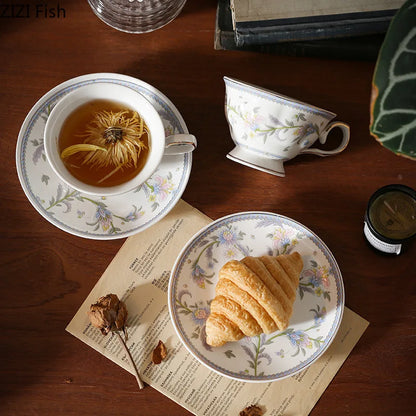 DecorBites™ Lace Floral Ceramic Cup&saucer Set for Elegant Dining and Tea Time