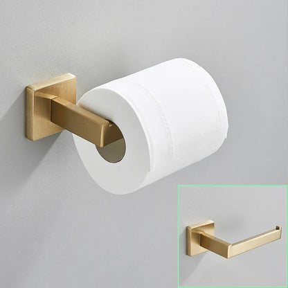 DecorBites™ Brushed Gold Bathroom Hardware Set Stainless Steel Towel Bar Robe Hook Toilet Paper Holder