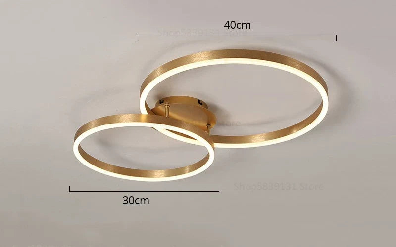 Lámpara de techo LED redonda de café dorado Decorbites™ con pantalla de acrílico - Accesorio creativo para sala de estar