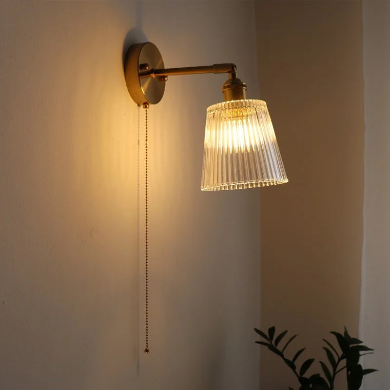 DecorBites™ Glass Sconce LED Wall Lamp, Copper Nordic Bedroom Light Fixtures