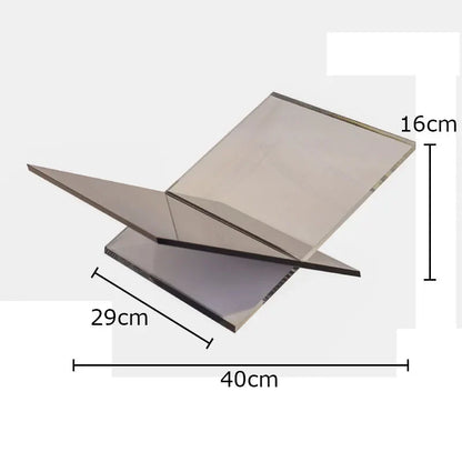 رف كتب أكريليك من DecorBites™، منظم بقاعدة رخامية، ديكور منزلي عصري، حامل مجلات