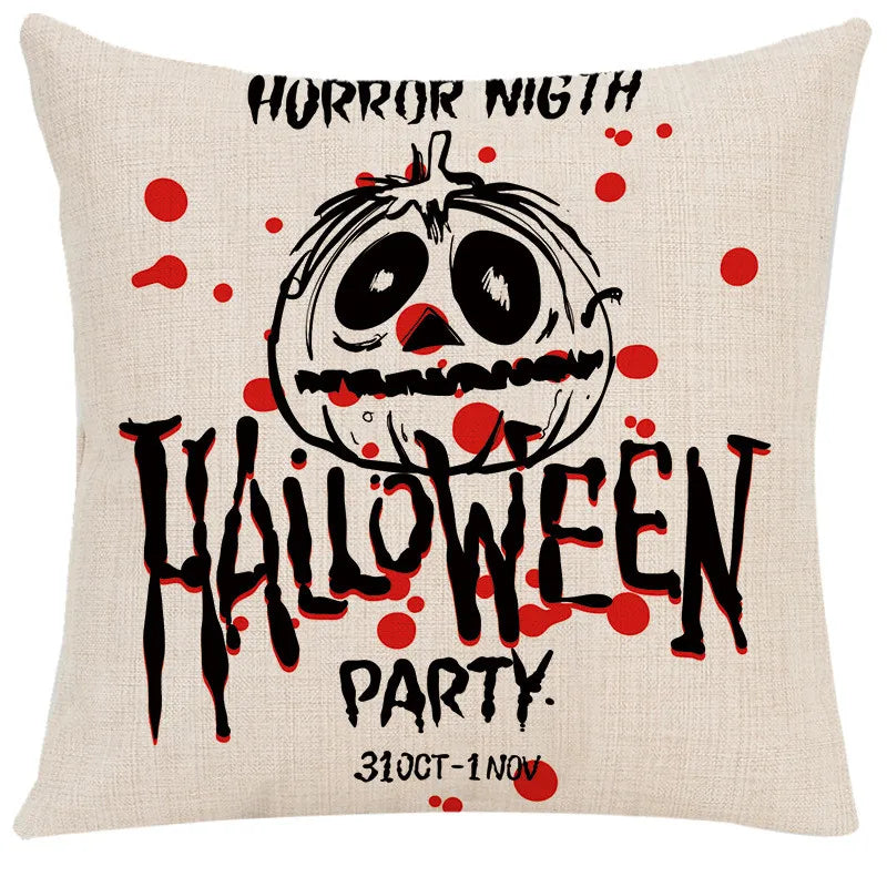 Funda de cojín de lino Decorbites™ de Halloween para la decoración del salón y el sofá - Truco o trato
