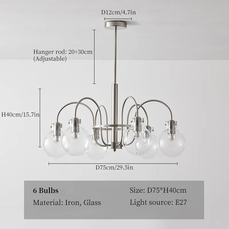 DecorBites™ Glass LED Chandelier: Retro Bauhaus Design for Living Room, Bedroom, Kitchen, or Dining Table
