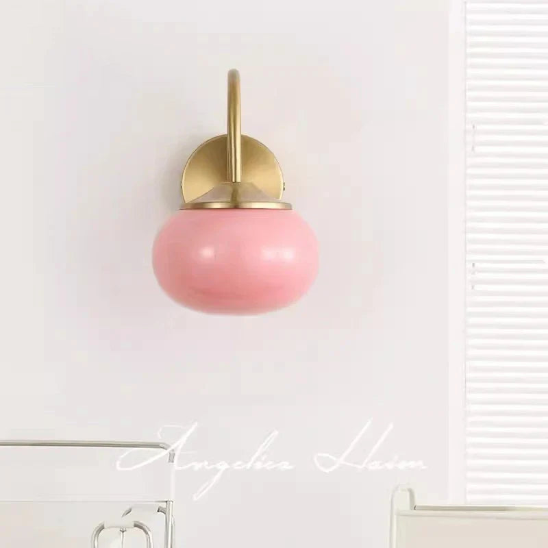 DecorBites™ Glass Ball Wall Lamp: Modern Pink & White Stylish Lighting Fixture for Living Room