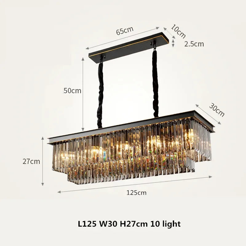 DecorBites™ Gold Black Metal Crystal Pendant Lights Chain Hanging LED Suspension Lamp Fixtures