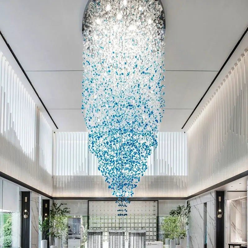 DecorBites™ Crystal Chandelier: Modern Staircase LED Lighting for Hallway & Lobby