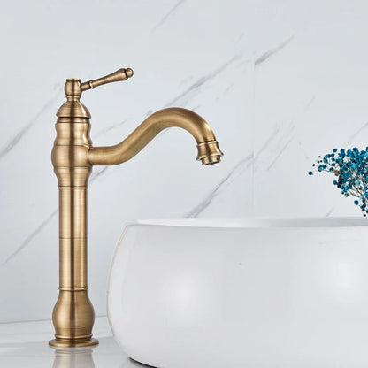 DecorBites™ Antique Brass Basin Faucet Hot Cold Mixer Tap Single Handle Sink Faucet