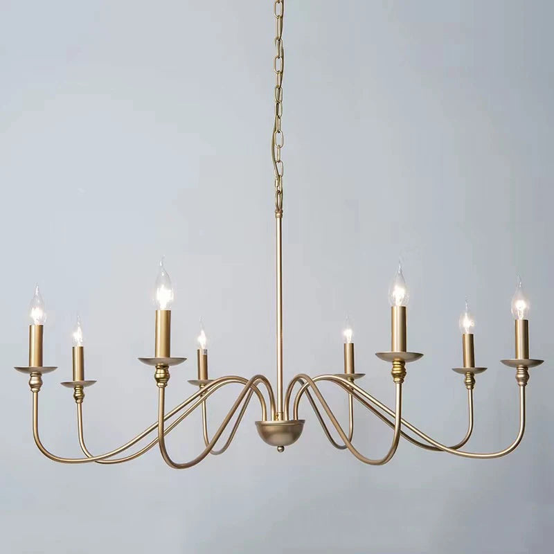 8 Heads Modern Simple And Luxurious American Iron Chandeliers Living Room Kitchen Dining Room Lights Bedroom Study Candle Light