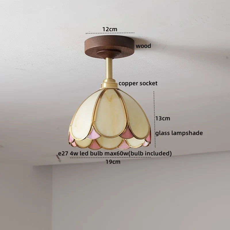 DecorBites™ Glass Wood LED Ceiling Light Nordic Design for Living Room & Corridor