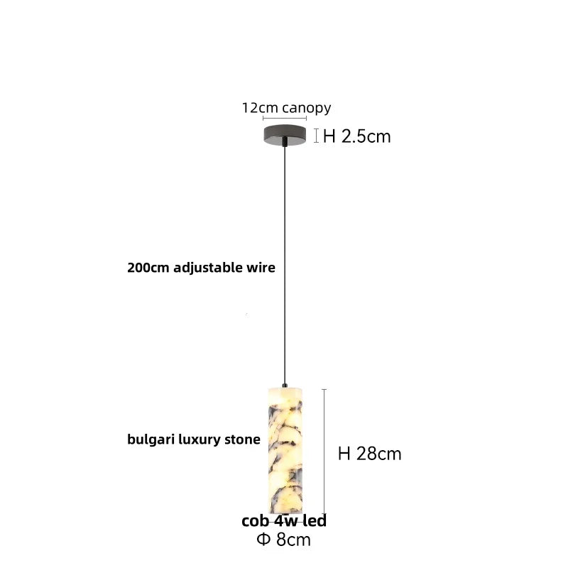 DecorBites™ LED Pendant Lights Bulgari Stone Adjustable Steel Hang Lamp Lighting