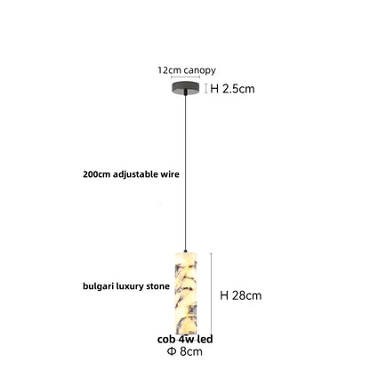DecorBites™ LED Pendant Lights Bulgari Stone Adjustable Steel Hang Lamp Lighting