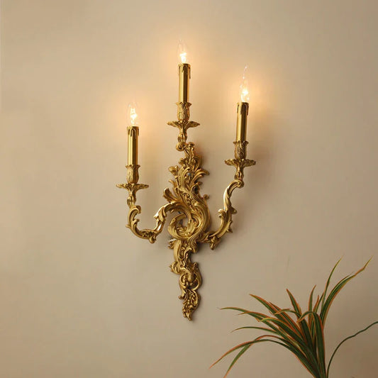 DecorBites™ Antique Brass Wall Sconces French Vintage Royal Lamp Nordic Rococo Lighting