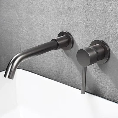 DecorBites™ Brushed Gold In-Wall Black Basin Faucet Set for Bathroom Sink Mixer Tap