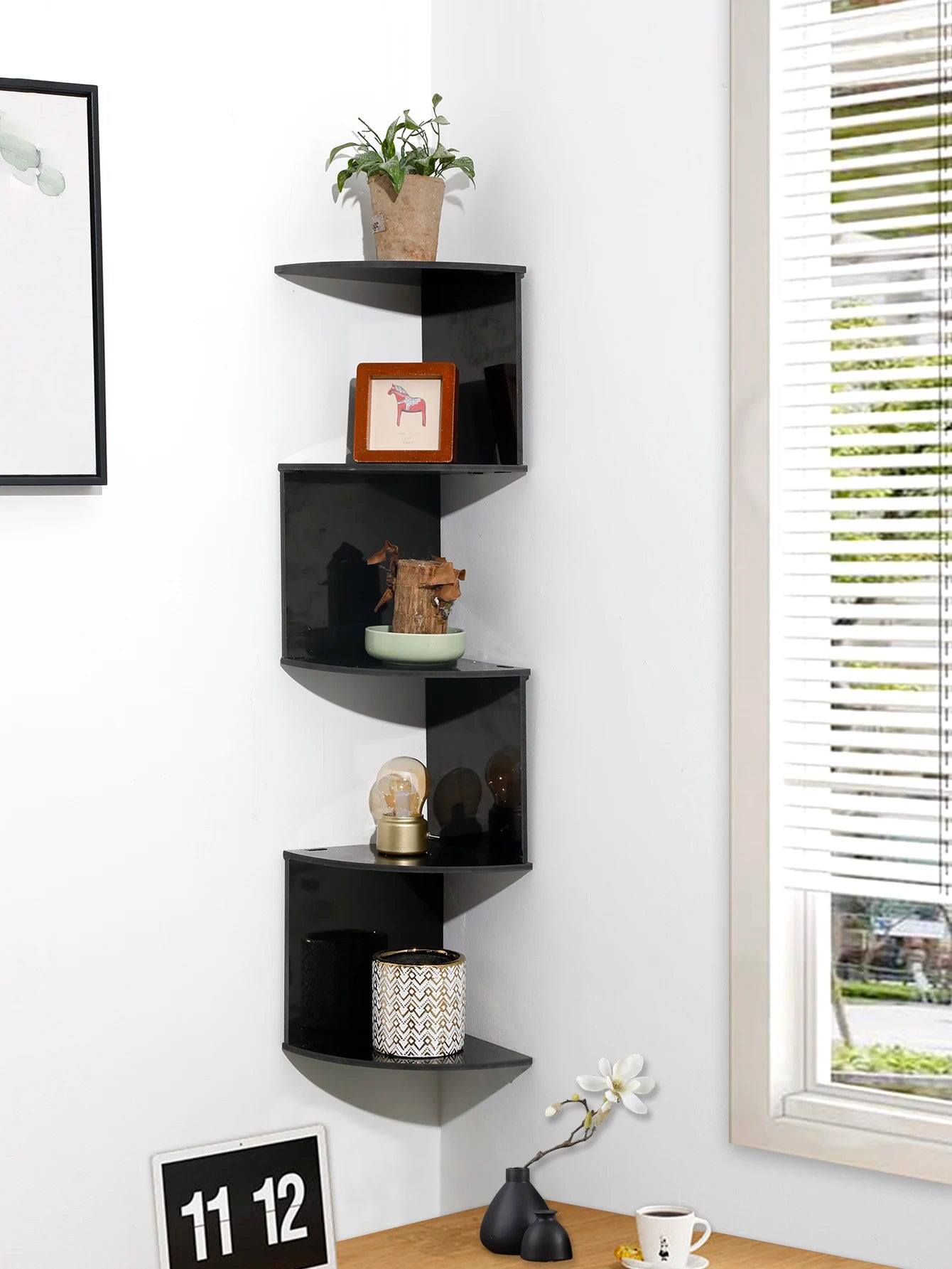 5-Layers Shelf Corner Floating Shelves PVC Wall Shelf Corner Bookshelf Home Kitchen Organizers Storage Living Room Decorations